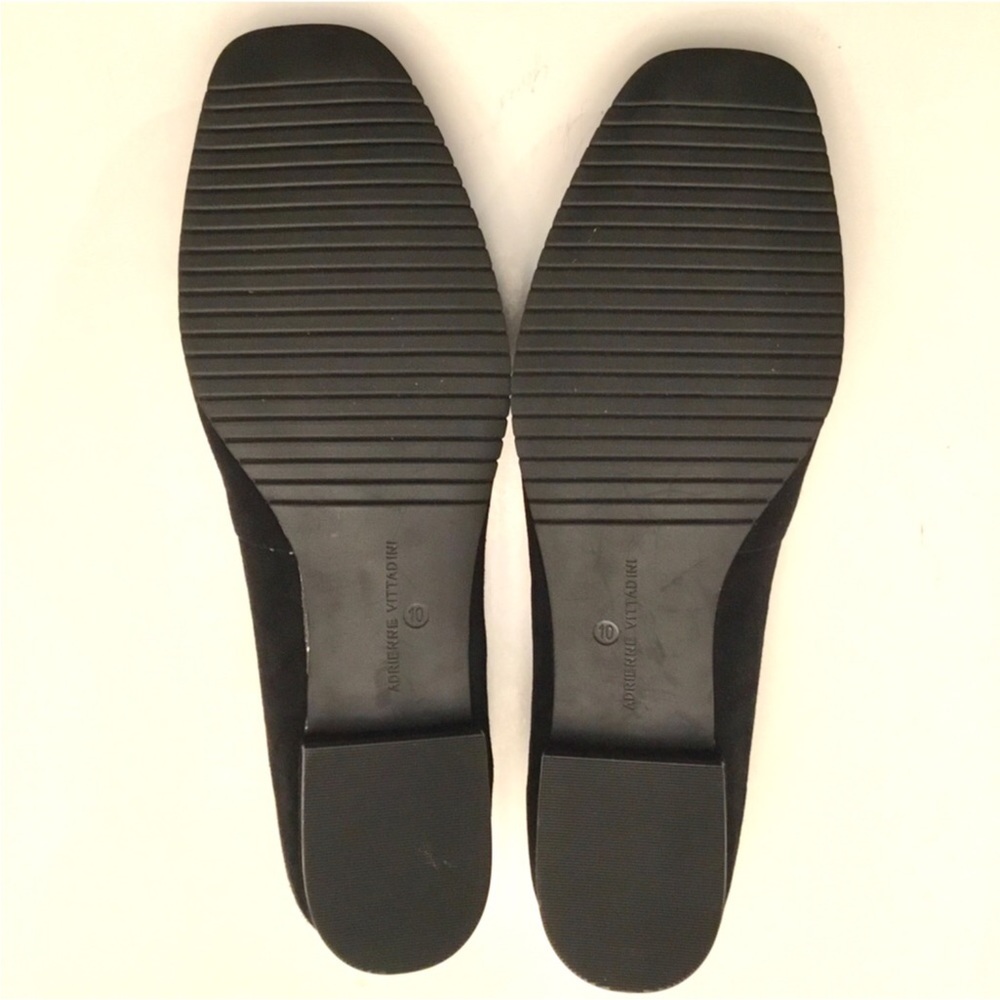 🆕 Adrienne Vittadini Black Flats Size 10 Suede Chain Accent Slip on Shoes NIB - Picture 10 of 16
